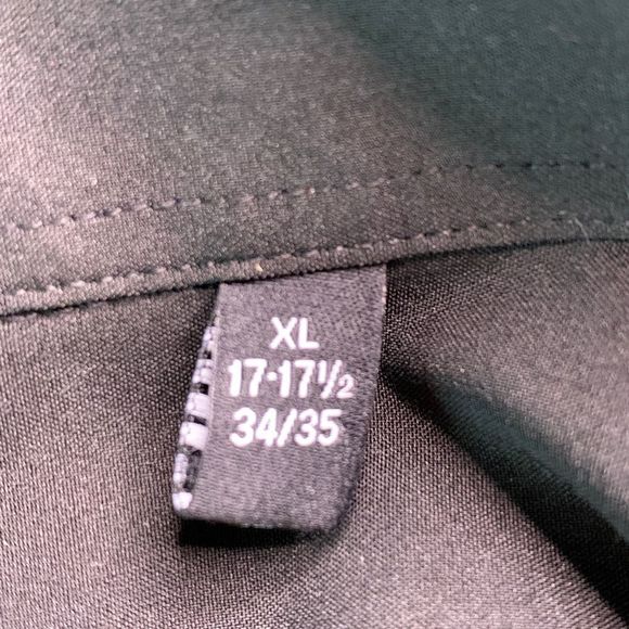 Mens Jones NY Signature XL Jet Black Stretch Dress Shirt 2333 EUC Neck 17-17.5 - Picture 7 of 8